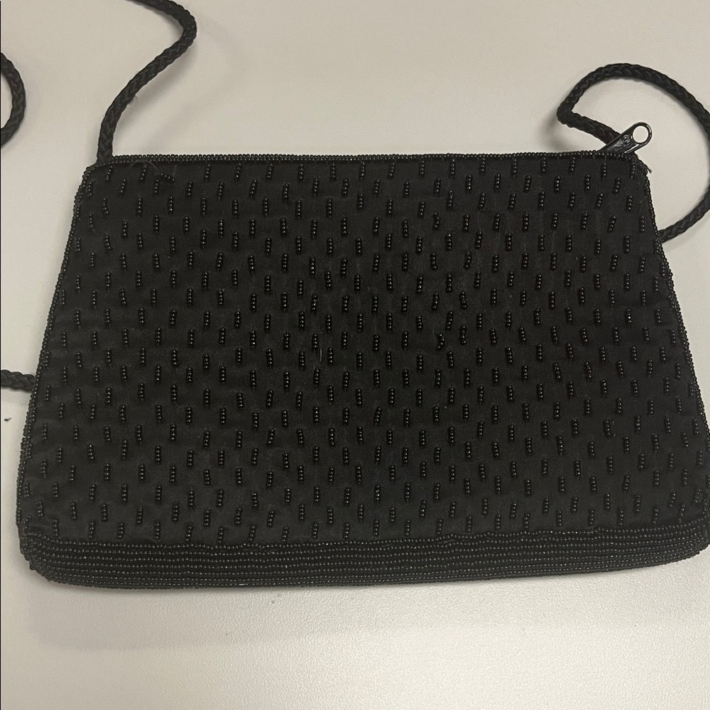 Source Unknown Black, Silver, Gray Beaded Clutch … - image 4